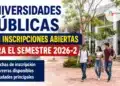 Universidades públicas con inscripciones abiertas