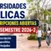 Universidades públicas con inscripciones abiertas